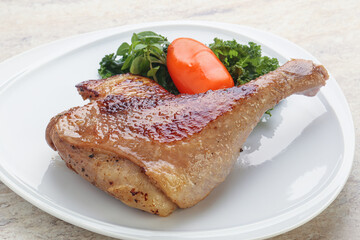 Roasted duck leg with orange sauce