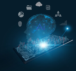3d illustration, ai, artificial, background, binary, blue, board, brain, business, care, clouds, communication, computer, concept, connect, connection, creative, cyber, cyborg, data, data security, da