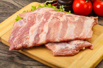 Raw pork ribs for cooking