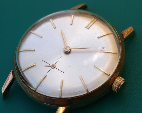 close up of vintage handwound watch