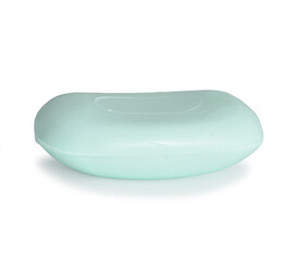 blue color bar soap on white background