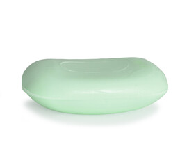 lite green color bar soap on white background
