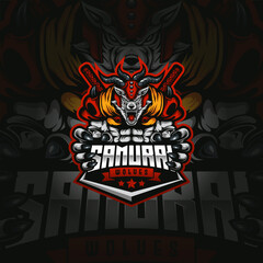 Samurai Wolf Mascot Esport Logo Design Illustration For Gaming Club