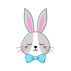 Cute rabbit face. Little bunny in cartoon style. Vector illustration.