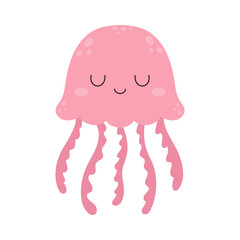 vector illustration with cute jellyfish in cartoon style