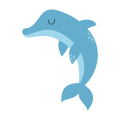 vector illustration with dolphin in cartoon style
