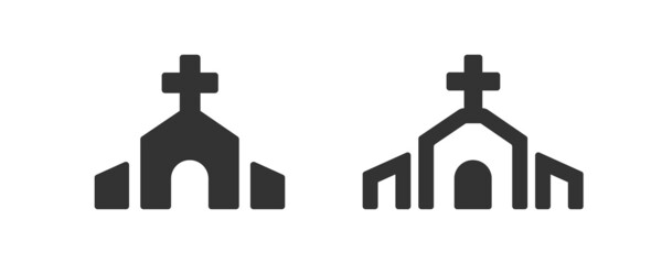 Church icon. Catholic pictogram. Building religion, web symbol in vector flat