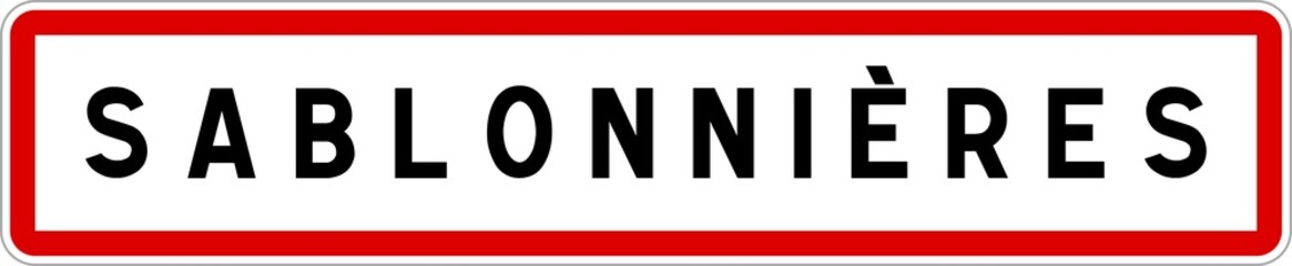 Panneau entrée ville agglomération Sablonnières / Town entrance sign Sablonnières