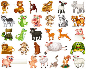 Set of animal cartoon character