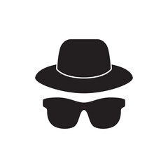 Incognito mask icon in black flat glyph, filled style isolated on white background