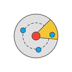 Radar, scan, sonar icon in color icon, isolated on white background 