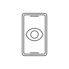 Smartphone spy, smartphone with eye in screen icon line style icon, style isolated on white background
