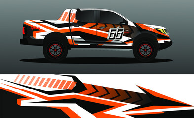 Editable template for wrapping trucks with abstract stickers. High resolution vector graphics.