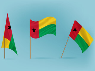 National flag of Guinea-Bissau  vector.Waving flag of Guinea-Bissau from different angle