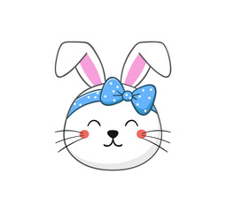 Cute bunny. Symbol of Easter. Little rabbit in hand drawn style. Vector illustration.