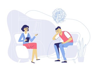 Psychotherapy counseling concept. Treatment of stress, addictions and mental problems.