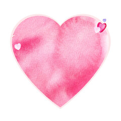 border heart shape for Valentine day theme, watercolour hand draw, pink and lilac colour on white background. Valentine's Day