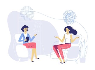 Psychotherapy counseling concept. Treatment of stress, addictions and mental problems.