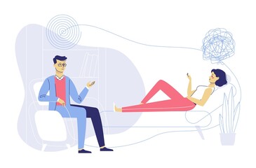 Psychotherapy counseling concept. Treatment of stress, addictions and mental problems.