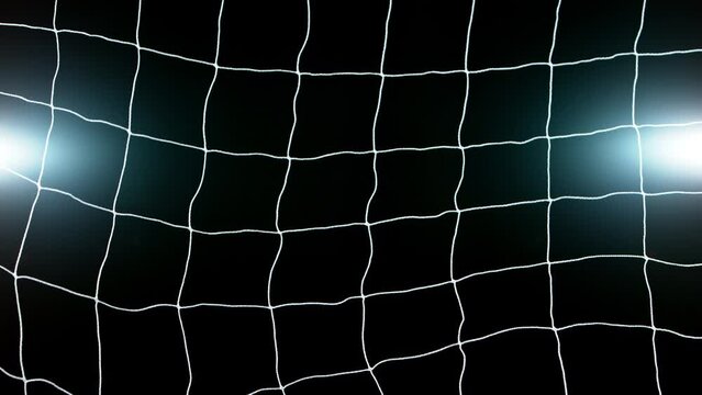 Super slow motion of soccer goal net moving. Filmed on high speed cinema camera, 1000fps.