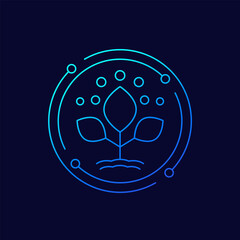 fertilizer and plant, fertilization icon, linear design