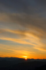 長野県アルプス　夕焼けシュルエット
Nagano Alps Sunset Silhouette