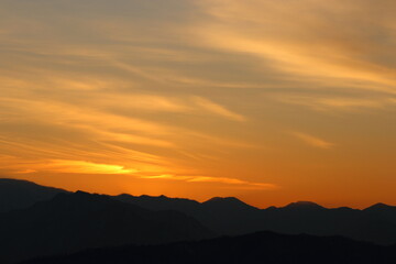 長野県アルプス　夕焼けシュルエット
Nagano Alps Sunset Silhouette