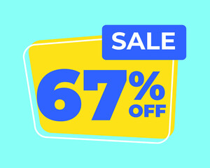 67% off tag sixty seven percent discount sale blue letter yellow background