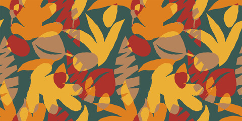Botanical illustration background. Seamless pattern.Vector. 有機的なイラストパターン
