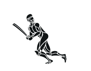 concept batsman playing cricket championship sticker vector