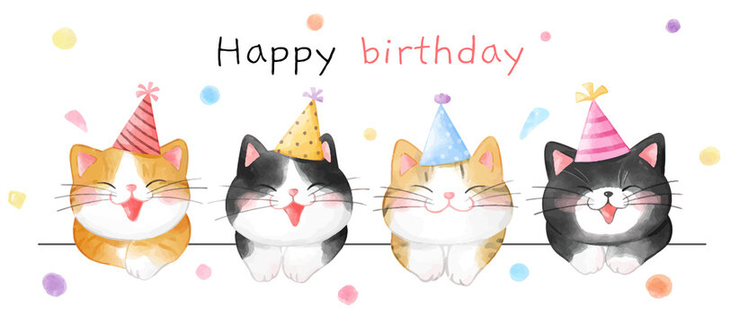 Draw banner funny for birthday Watercolor style