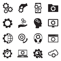 Gears Icons. Black Flat Design. Vector Illustration.