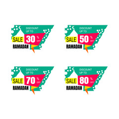 Ramadan Kareem Sticker discount, label percent, price sale banner knob badge tape set, vector design