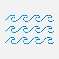 Water wave icon isolated flat design vector illustration.