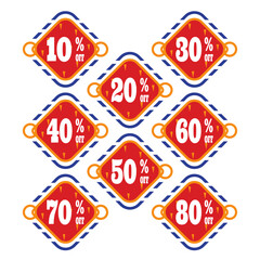 Sticker Discount, Label Promotion, Price Badge Percent Vector Illustration