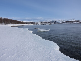 Wintry lanscapes near the town of Kirkenes near the Russian border, Norway