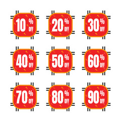 Sticker Discount, Label Promotion, Price Badge Percent Vector Illustration
