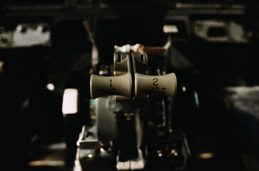 Сontrol panel in the cabin of the captain of the aircraft