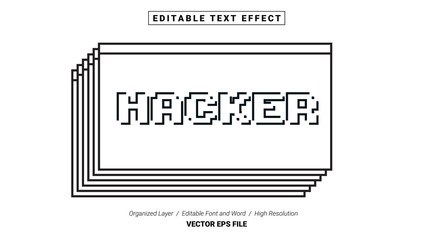Editable Hacker Font. Typography Template Text Effect Style. Lettering Vector Illustration Logo.