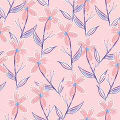 seamless pink blossom pattern background, sweet greeting card