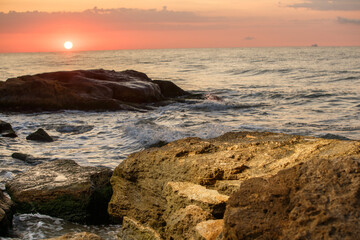 rocky coast at sunrise