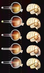 Eye: comparison between a normal eye and a myopic hyperopic.