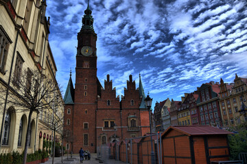 Views of the different tourist places in Wroclaw (Breslau, Wroclaw), Poland. Old Town Hall Square