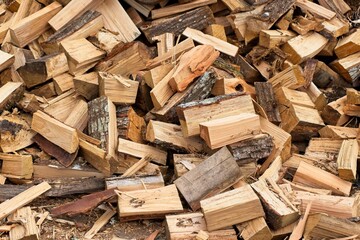 Hardwood pile ready to be used as firewood