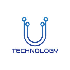 letter U technology logo design