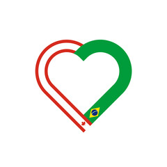 unity concept. heart ribbon icon of canada and brazil flags. vector illustration isolated on white background