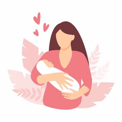 A young mother holds a baby in her arms