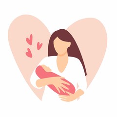 A young mother holds a baby in her arms