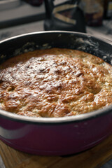 Baked apple pie. Delicious hot pie is ready to eat
