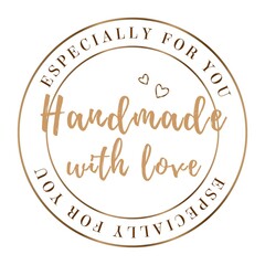 Hand Made with Love inscription lettering quote. Made with Love calligraphy. Made with Love card. Vector illustration